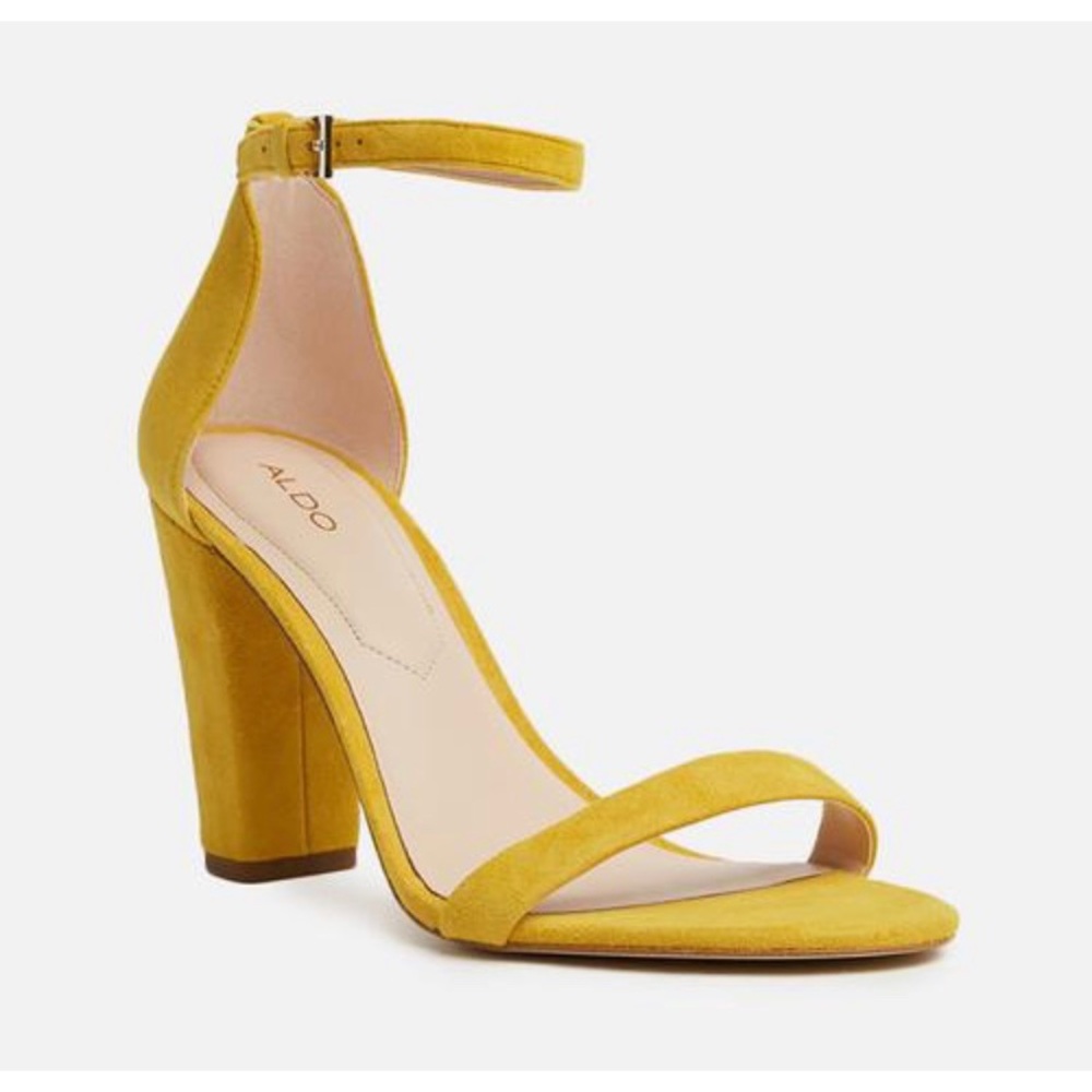Suede Mustard Block Heel